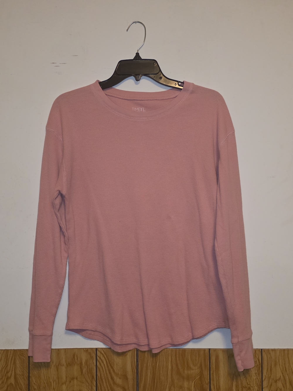 Time and Tru Long Sleeve Waffle Knit Top - Dusty Rose